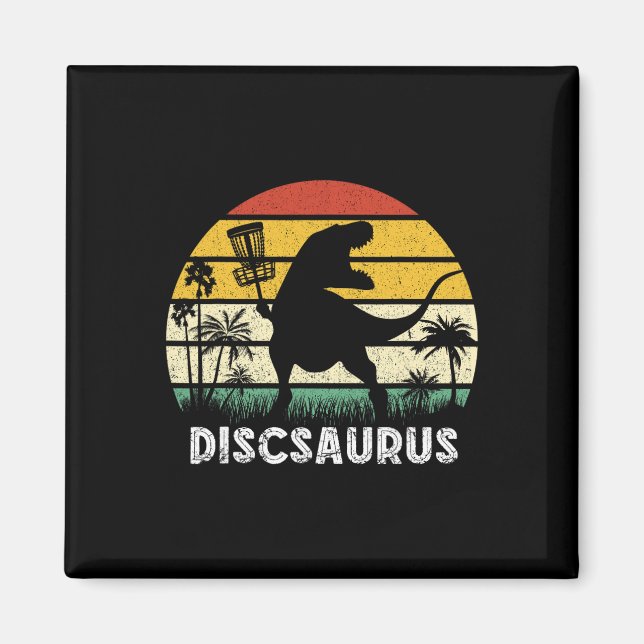 Íman Disco Golfe Dinossauro Retro Jogador de Disco Golf (Frente)