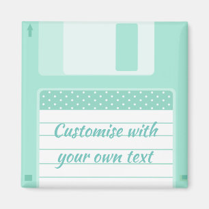 Íman Disquete Teal Cugado para Personalizar com Texto P