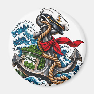 Íman Distintivo Espinafre Âncora Marinheiro Vintage Ver