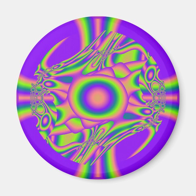 Íman Distorção Fractal Psicotrópico Verde Roxo (Frente)