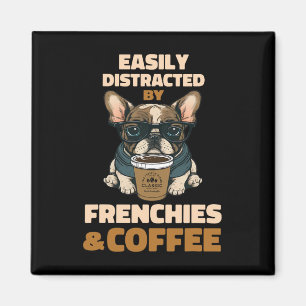 Íman Distraído Por Cães Franceses Bulldog Frenchie Café