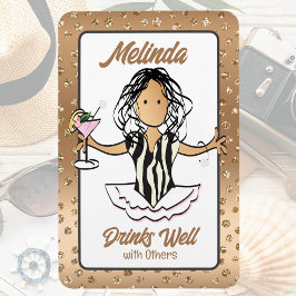 Íman Dito Divertido Brilho Glam Etnia Feminina Desenho 