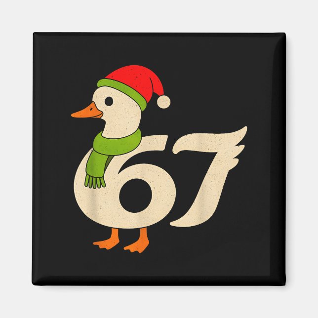 Íman Diversão 67 Ganso Natal 6 7 Meme Pato Chapéu de Pa (Frente)