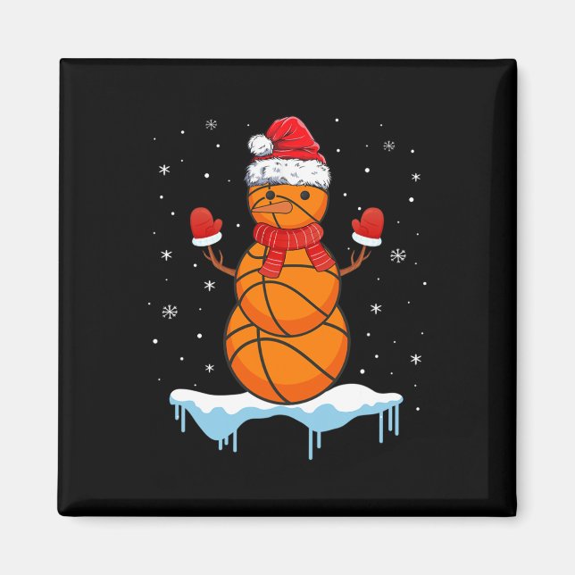 Íman Diversão de Papais noeis de basquete de Natal Snow (Frente)