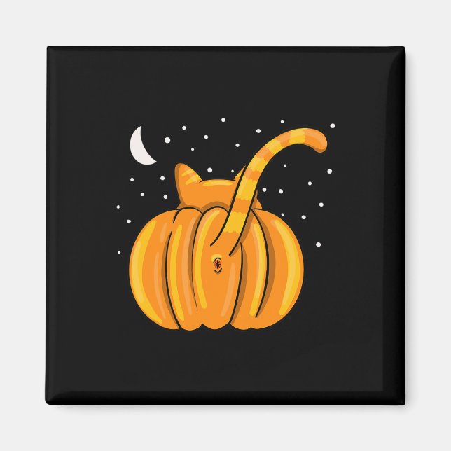 Íman Diversão do Halloween Bumbum Pumpkin Orange Tab (Frente)