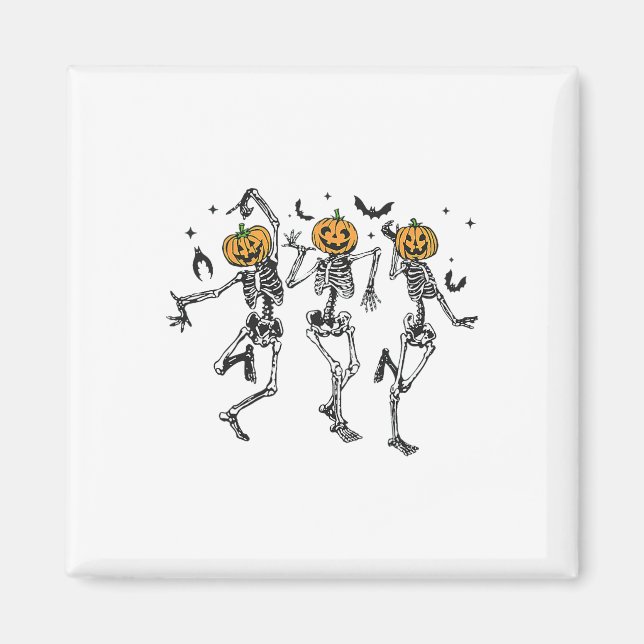 Íman Diversão Halloween Pumpkin Dancing Skeleton Costum (Frente)