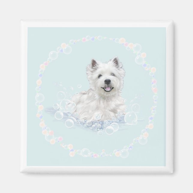 Íman Diversão na hora do banho do Westie (Frente)