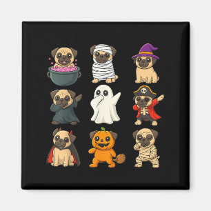 Íman Diversão Pug Raça Pet Halloween Abóboras Halloween