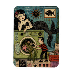 Íman Divertida Sirene Surrealista do Meio do Século Dia