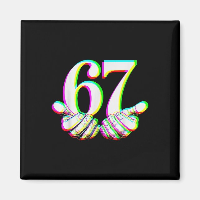 Íman Divertido 67 Mão Seis Sete Meme Gen Alpha Gíria De (Frente)