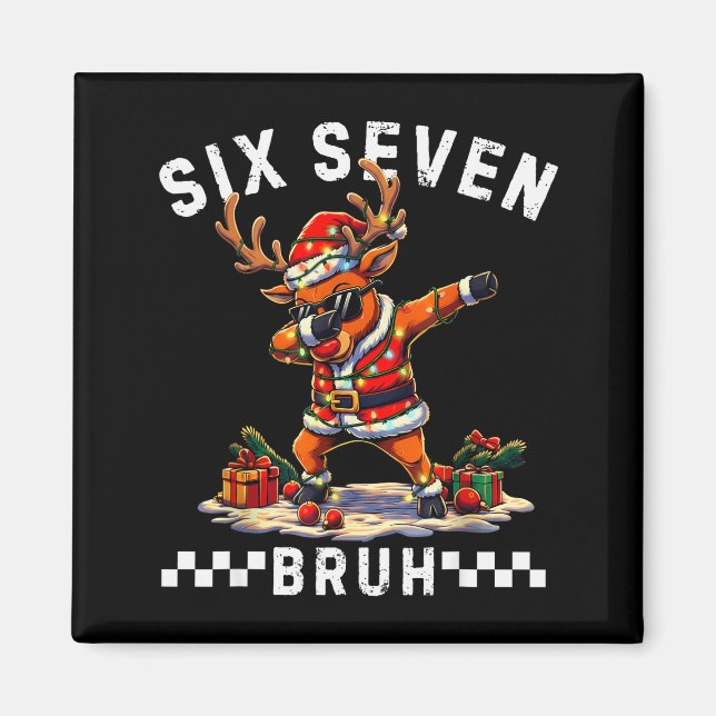 Íman Divertido 67 Natal Seis Sete Meme Dabbing Rena (Frente)