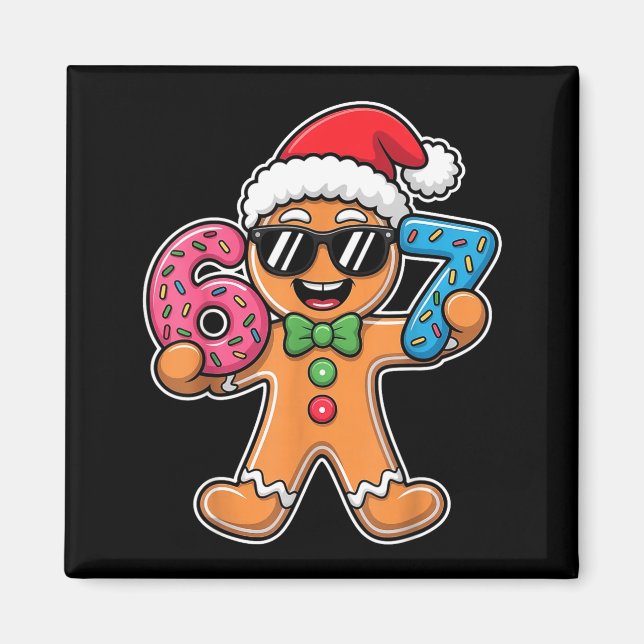 Íman Divertido 67 Natal Seis Sete Meme Xmas Biscoito de (Frente)