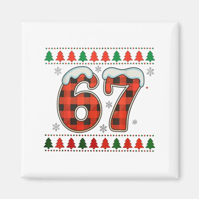 Íman Divertido 67 Seis Sete Esquadrão Meme Natal Suéter (Frente)