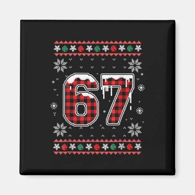 Íman Divertido 67 Seis Sete Esquadrão Meme Natal Suéter (Frente)