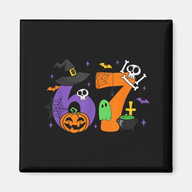 Íman Divertido 67 Seis Sete Meme de Halloween Gen Alpha (Frente)