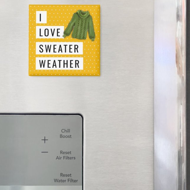 Íman Divertido Eu Adoro Doce, Bolinhas Brancas Douradas (square 2" magnet)