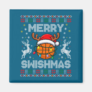 Íman Divertido Feliz Swishmas Basquete Natal Rena