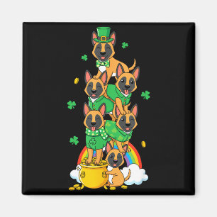 Íman Divertido malinois belga dia de st patricks mulher