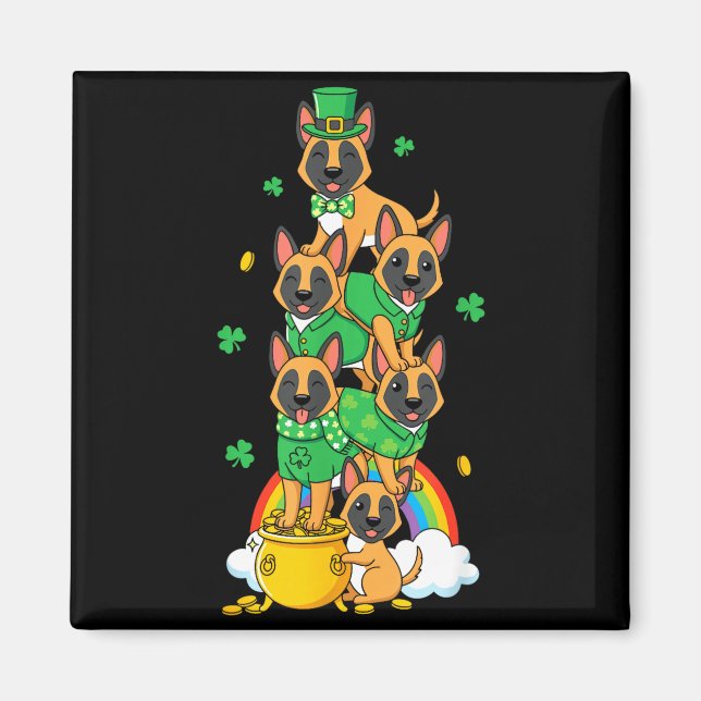 Íman Divertido malinois belga dia de st patricks mulher (Frente)