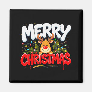 Íman Divertido Natal Alegre Rena Xmas Família Homens &a