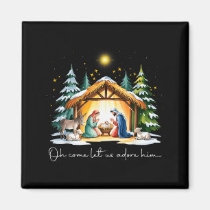 Íman Divertido Natal Cristão Jesus Oh Venha Vamos Adora