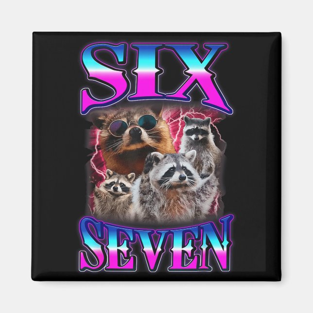 Íman Divertido Seis Sete 67 Meme 67 Guaxinim Meme Bootl (Frente)