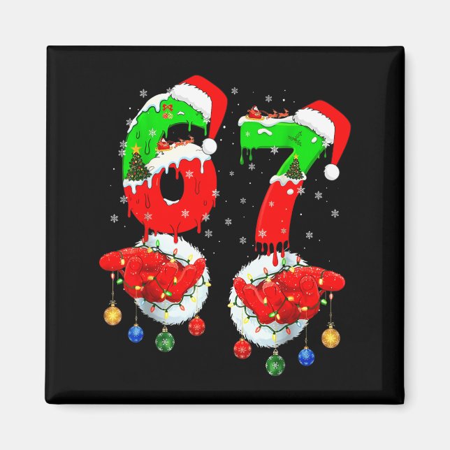 Íman Divertido Seis Sete 67 Meme 6 7 Natal Papai Noel M (Frente)