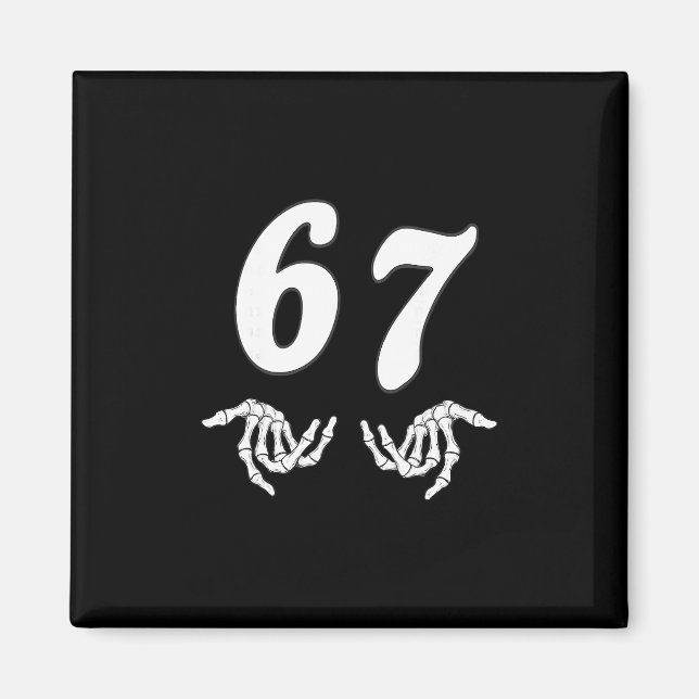 Íman Divertido Seis Sete 6 7 Meme 67 Esqueleto Mão Hall (Frente)