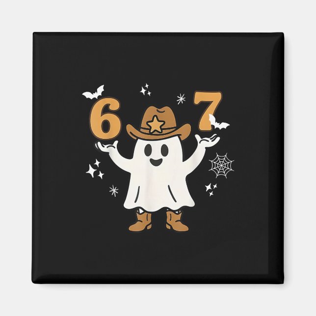 Íman Divertido Seis Sete 6 7 Meme Cowboy Fantasma Hallo (Frente)