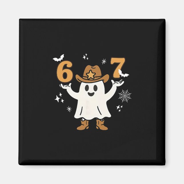 Íman Divertido Seis Sete 6 7 Meme Cowboy Fantasma Hallo (Frente)