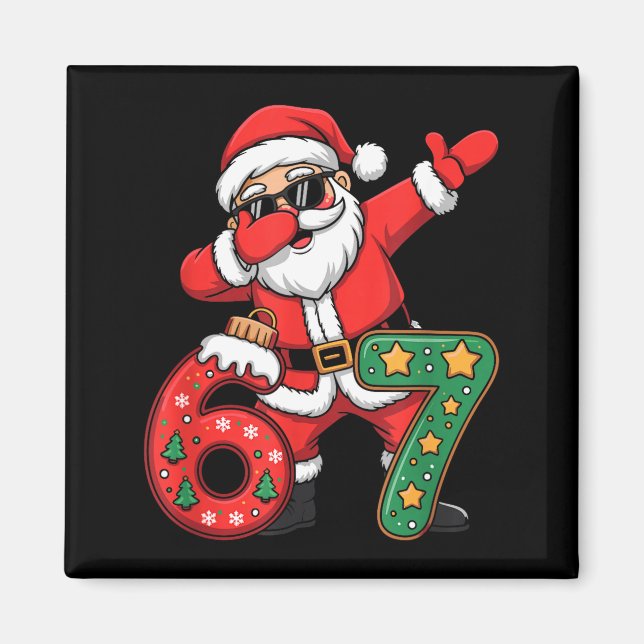 Íman Divertido Seis Sete 6 7 Meme Papai Noel Dab Natal  (Frente)