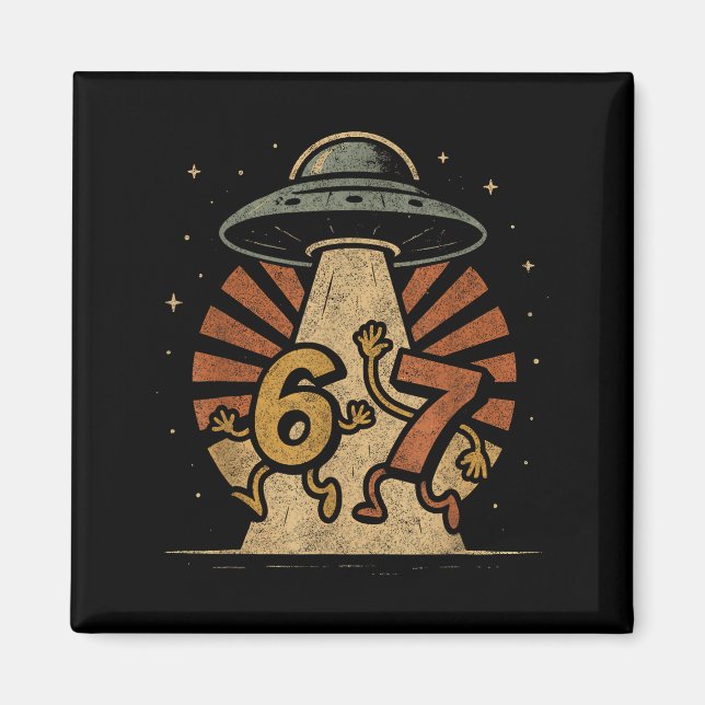 Íman Divertido Six Seven 67 Meme Meme de Internet Ufo G (Frente)