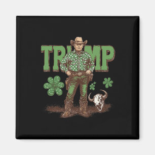 Íman Divertido Trump St Pattys Caubói Ocidental Trump S