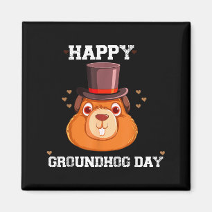 Íman Divertido Vintage Feliz Dia do Groundhog 2024 Cele
