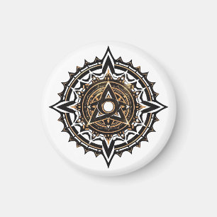 Íman Divino Sagrado Mandala - Preto e Dourado Trishul