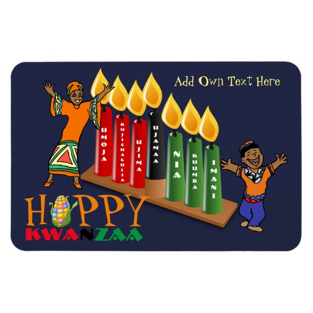 Íman Divirta Feliz Kwanzaa 7 Princípios Personalizados (Horizontal)