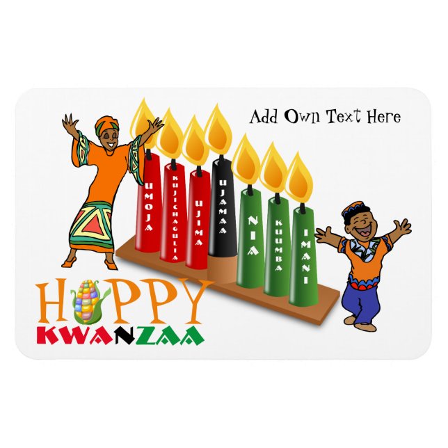 Íman Divirta Feliz Kwanzaa 7 Princípios Personalizados (Horizontal)