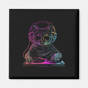 Íman Dj Cat Edm Techno House Música Engraçada Cat Lover