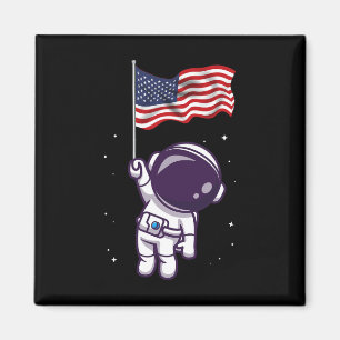 Íman Do Astronauta Americano Flag Funny Patrioti
