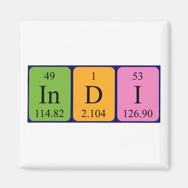 Íman do nome da mesa periódica Indi (Frente)