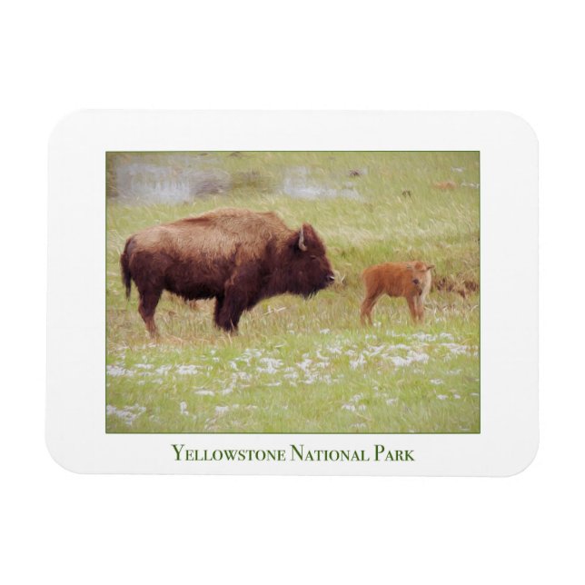 Íman do Parque Nacional Yellowstone com bisão e vi (Horizontal)