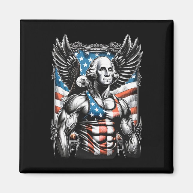 Íman Do Patriótico Funny George Washington 4 de julho (Frente)