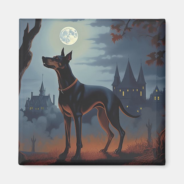 Íman Doberman Halloween Assustador (Frente)