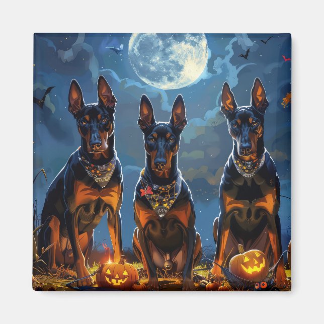 Íman Doberman Halloween Assustador (Frente)