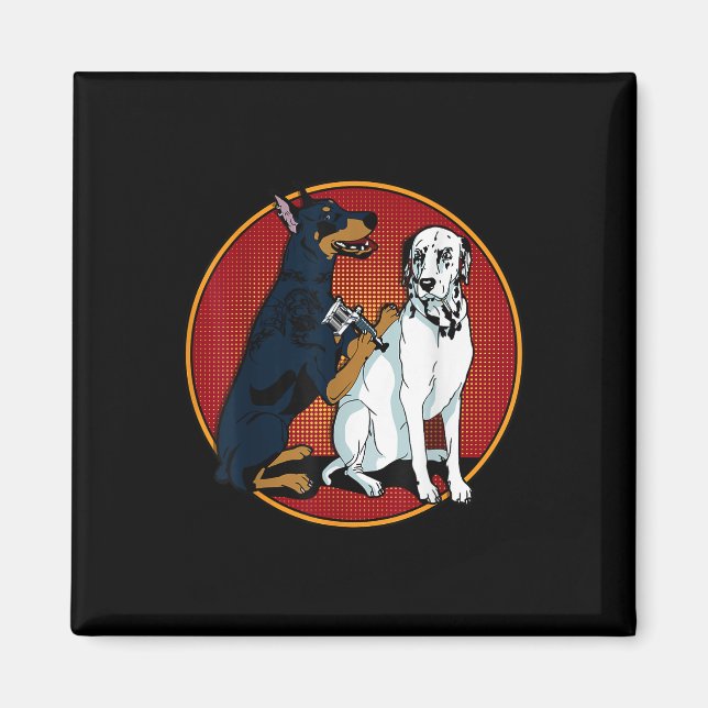 Íman Doberman, Moçável, Cujo Cão Dalmático Tatuando (Frente)