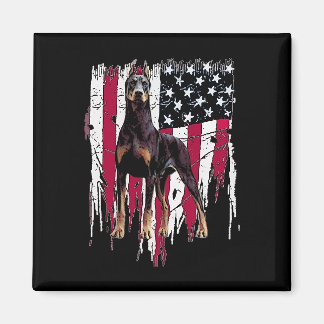 Íman Doberman Pinscher American Flag Usa Awesome  (Frente)
