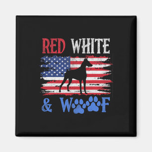 Íman Doberman Pinscher American Flag Usa Red White E