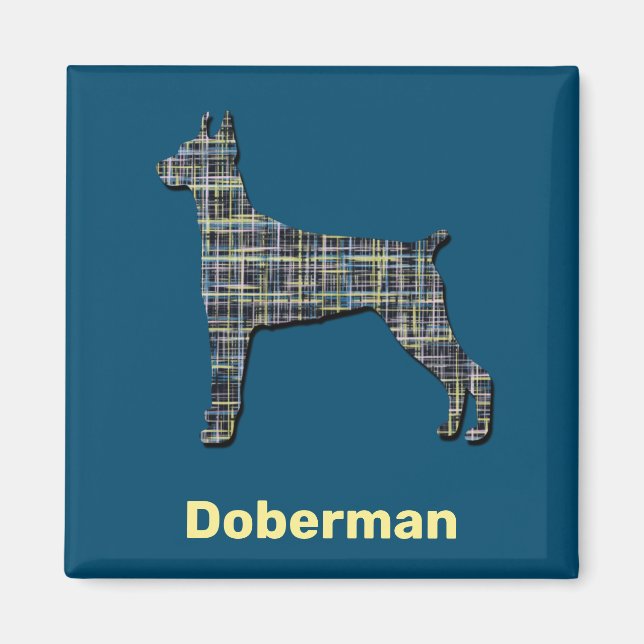 Íman Doberman Pinscher Cachorro Amarelo e Preto Linha d (Frente)