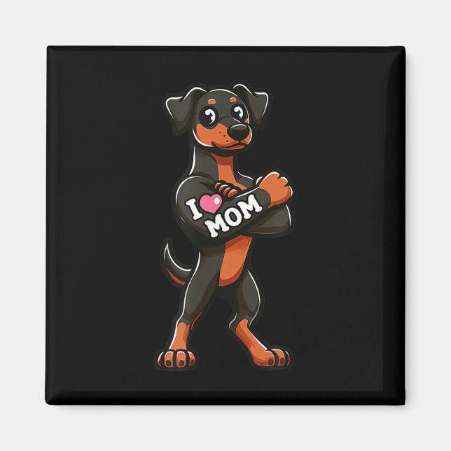 Íman Doberman Pinscher Eu Amo A Mãe Tatuagem De Cachorr (Frente)