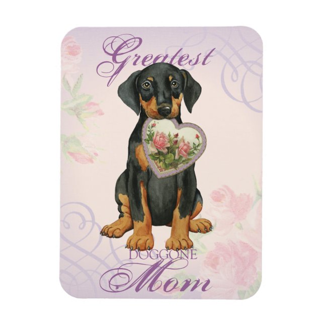 Íman Doberman Pinscher Heart Mãe (Vertical)